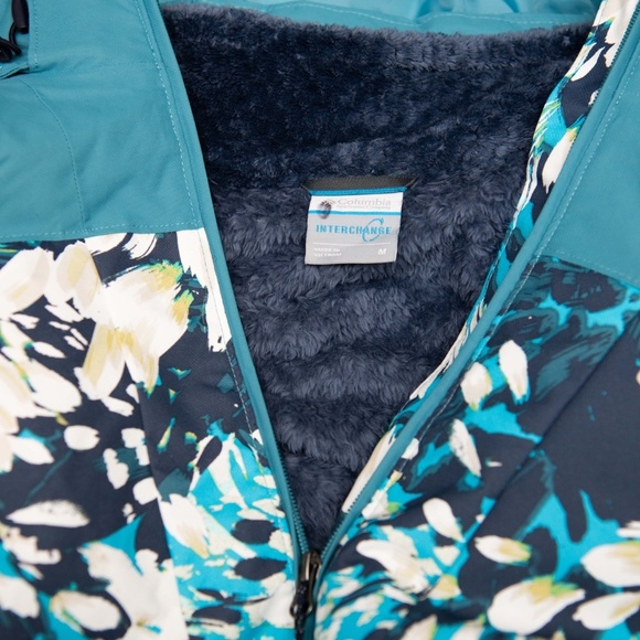 COLUMBIA ARCTIC TRIP Interchange 3 in 1 Omni Tech Jacket Women's M Blue Floral - Picture 6 of 10